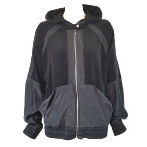 Juicy Couture Silk Panel Accent Black Track Jacket